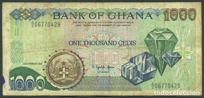 Billetes extranjeros: GHANA. 1000 cedis 1991. Pick 29a.