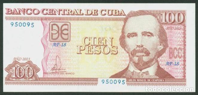 Billetes extranjeros: CUBA. 100 pesos 2023. S/C. ERROR - Impresion del anverso y reverso muy desplazada.