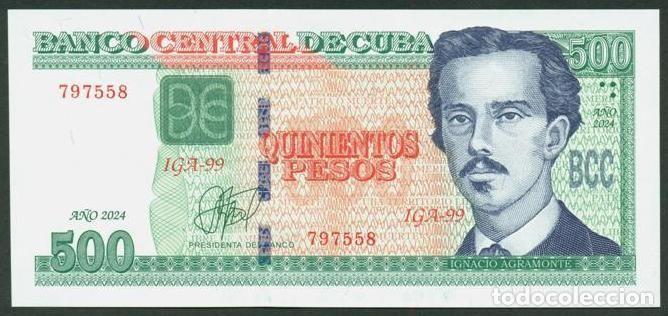 Billetes extranjeros: CUBA. 500 pesos 2024. S/C. REPOSICION - 3 letras en la serie - IGA. Impreso en Rusia (GOZNAK).
