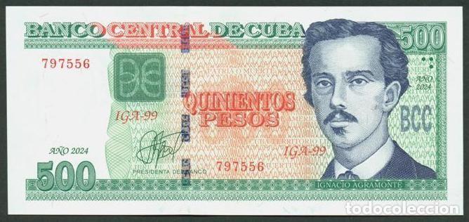 Billetes extranjeros: CUBA. 500 pesos 2024. S/C. REPOSICION - 3 letras en la serie - IGA. Impreso en Rusia (GOZNAK).