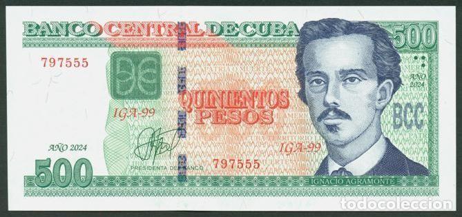 Billets internationaux: CUBA. 500 pesos 2024. S/C. REPOSICION - 3 letras en la serie - IGA. Impreso en Rusia (GOZNAK).