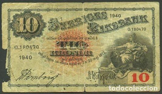 Billetes extranjeros: SUECIA. 10 kronor 1940. Pick 34w. Variante de firmas.