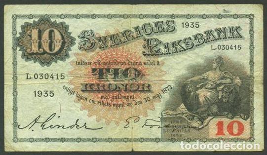 Billetes extranjeros: SUECIA. 10 kronor 1935. Pick 34r. Variante de firmas.