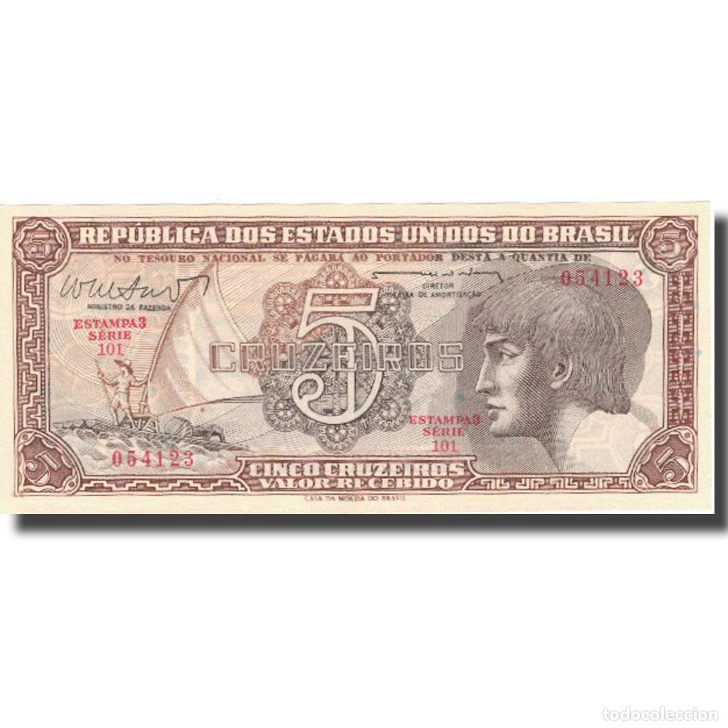 Billetes extranjeros: [#800714] Billete, 5 Cruzeiros, Undated (1961-62), Brasil, KM:166b, SC+