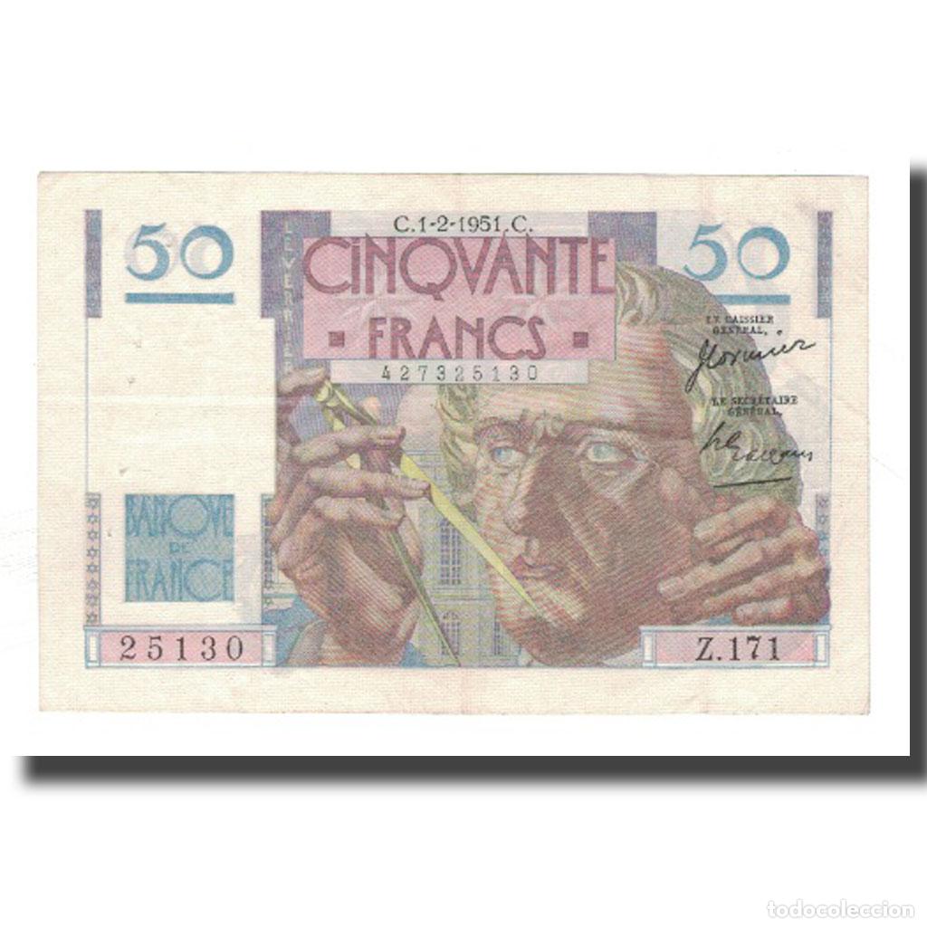 Billetes extranjeros: [#140562] Francia, 50 Francs, 1951, 1951-02-01, MBC+, Fayette:20.17, KM:127c