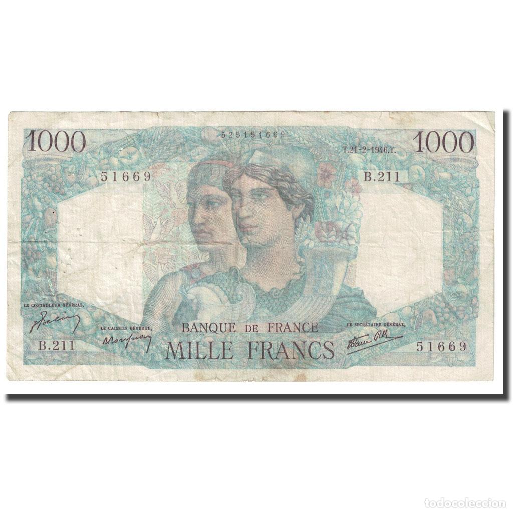 Billetes extranjeros: [#645988] Francia, 1000 Francs, Minerve et Hercule, 1946, 1946-02-21, BC, Fayette:41.11