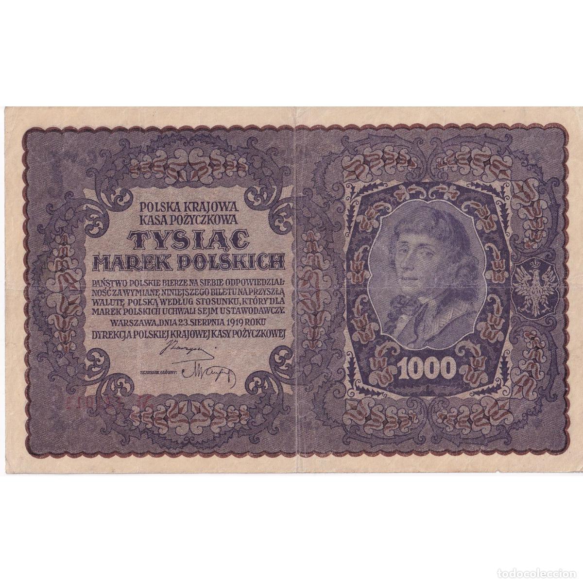 Billetes extranjeros: [#195388] Billete, 1000 Marek, 1919, Polonia, 1919-08-23, KM:29, MBC