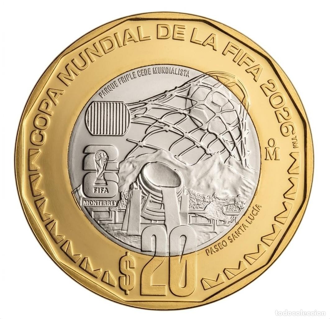 Billetes extranjeros: M&eacute;xico 20 Pesos Copa Mundial de la FIFA Monterrey 2026 Km Nuevo