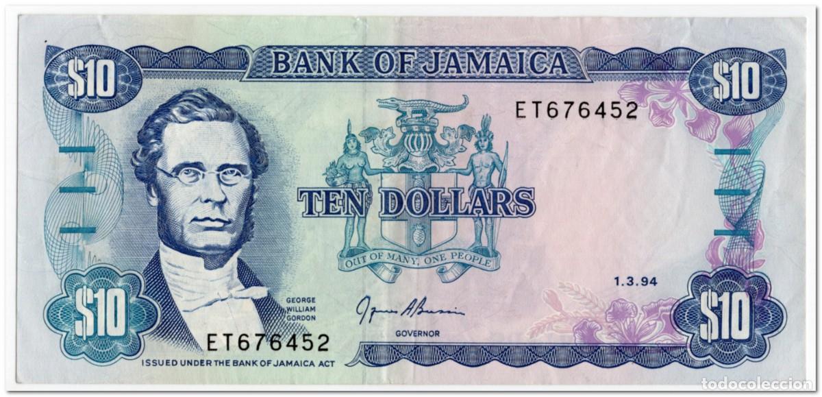 Billetes extranjeros: JAMAICA,10 DOLLARS,1994,P.71e,VF