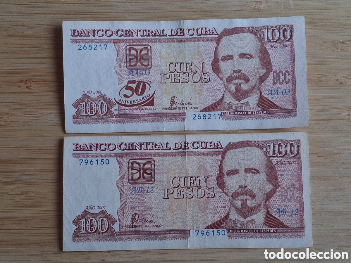 Billetes extranjeros: Billetes Cuba 100 Pesos 2000 y 2001 MBC