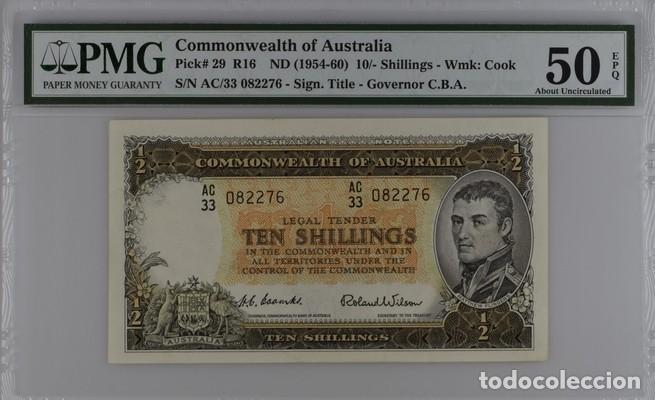 Billetes extranjeros: AUSTRALIA * BILLETE 10 SHILLINGS 1954-60 * PMG-50 EPQ (IC-1793)