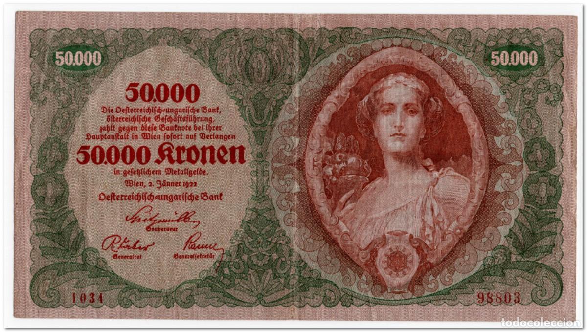Billetes extranjeros: AUSTRIA,50 000 KRONEN,1922,P.80,VF