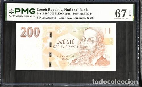 Billetes extranjeros: REPUBLICA CHECA * BILLETE 200 KORUN 2018 * PMG-67 EPQ (IC-1790)