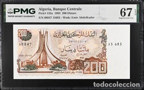 Billetes extranjeros: ALGERIA * BILLETE 200 DINARS 1983 * PMG-67 EPQ (IC-1792)