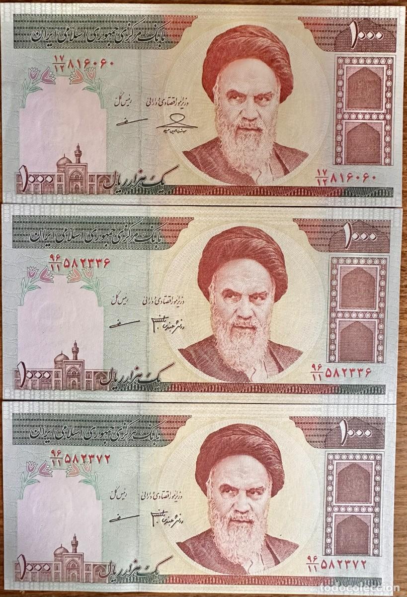 Billetes extranjeros: Lote de 3 Billetes de Ir&aacute;n &ndash; 1000 Rials 2013 Pick# 143g UNC