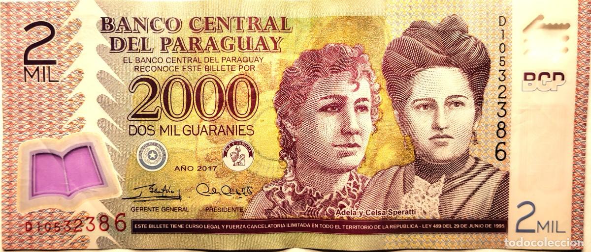 Billetes extranjeros: PARAGUAY (2017) - 2000 GUARANIES - D10532386 - 157X68 mm - POLIMERO - PICK#228a - MB