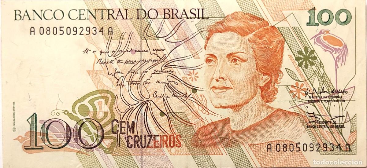Billetes extranjeros: BRASIL (1990-1993) - 100 CRUZEIROS (ND1990) - A 0805092934 A - 140X65 mm - PICK#228 - MB