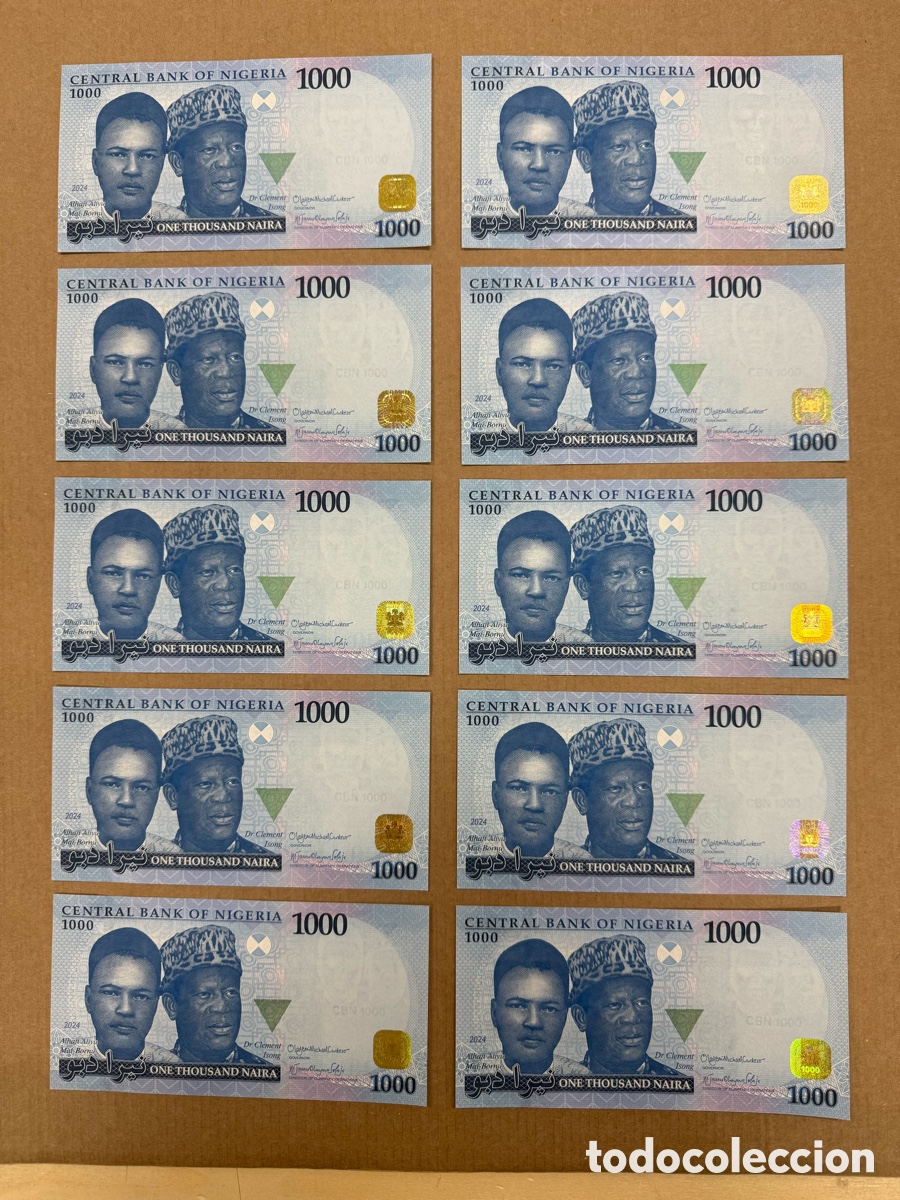 Billetes extranjeros: 10 Billetes Nigeria Correlativos