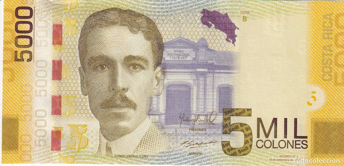 Billetes extranjeros: BILLETE DE COSTA RICA DE 5000 COLONES DEL A&Ntilde;O 2012 SIN CIRCULAR (SC) (MONO-MONKEY)