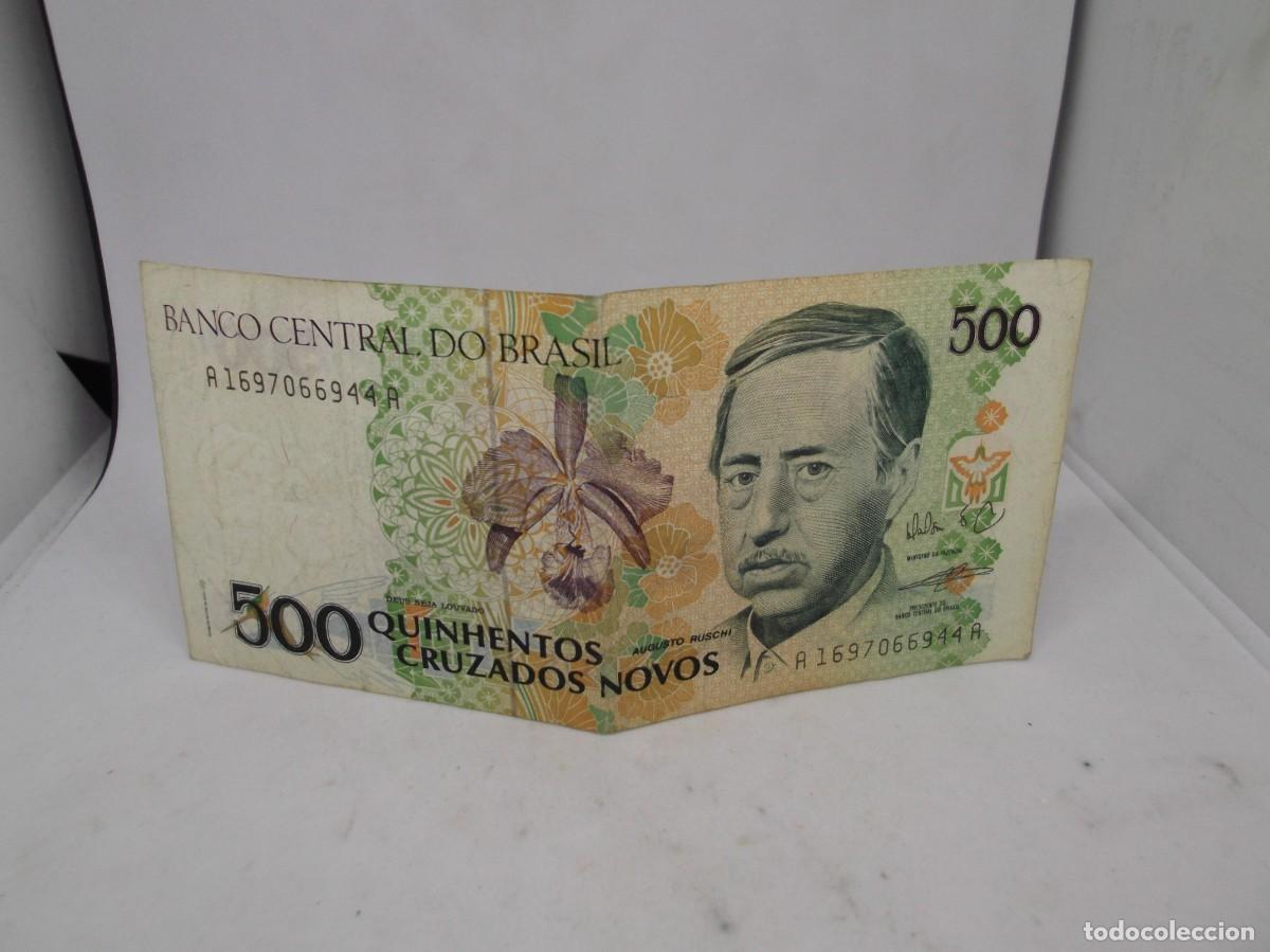 Billetes extranjeros: Billete de 500 Cruzados de Brasil.