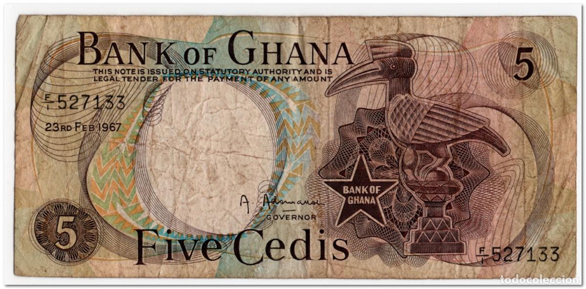 Billetes extranjeros: GHANA,5 CEDIS,1967,P.11a,aFINE