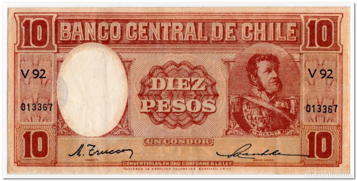 Billetes extranjeros: CHILE,10 PESOS,1947-58,P.111,VF+