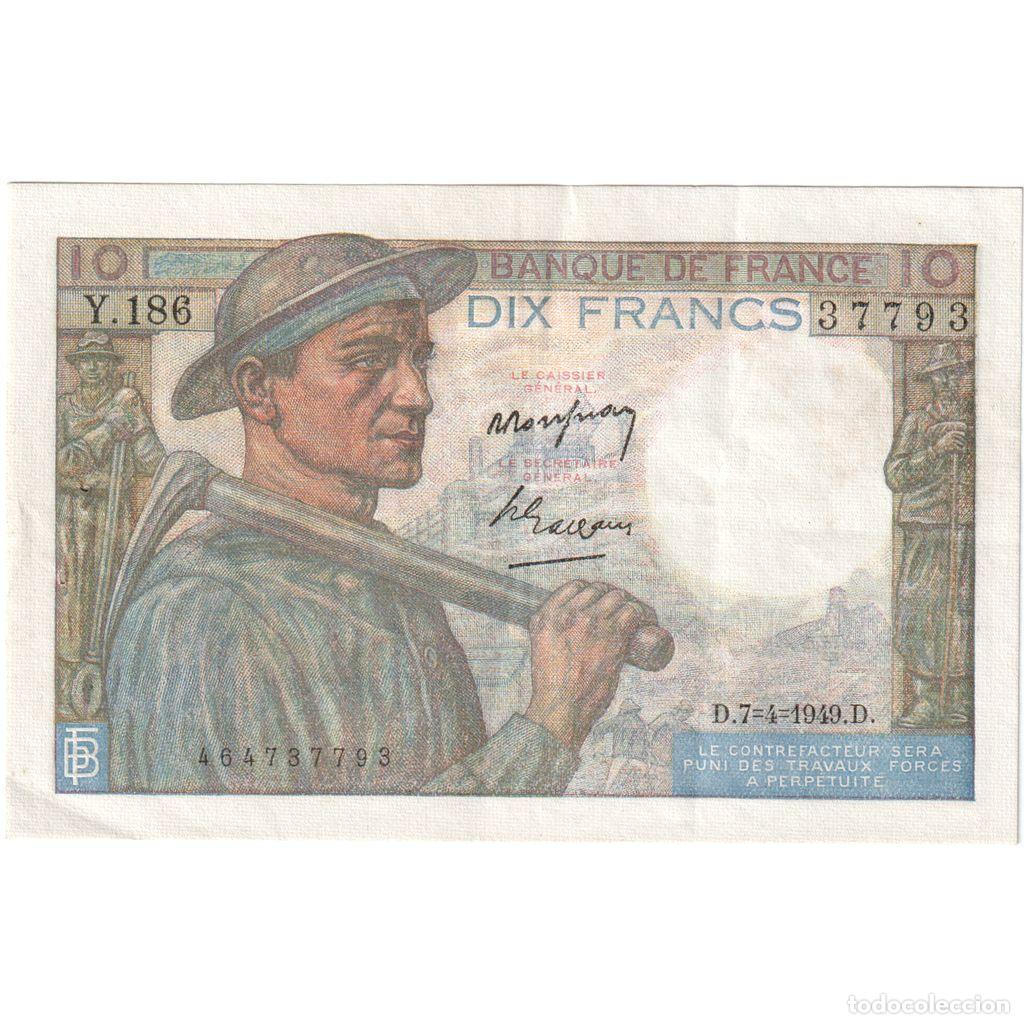 Billetes extranjeros: [#1515214] Francia, 10 Francs, 1949-04-07, Y.186 37793, MBC+