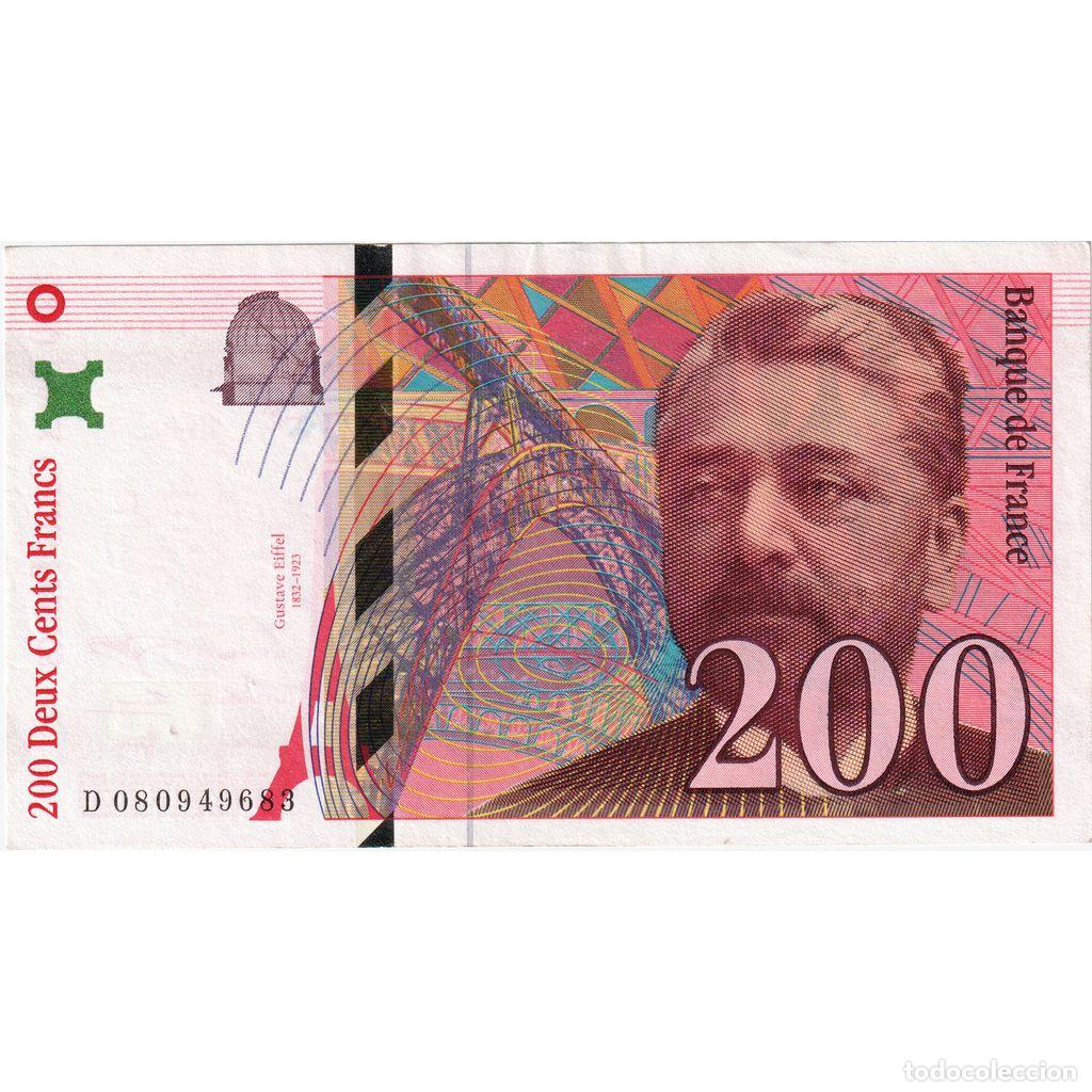 Billetes extranjeros: [#1515203] Francia, 200 Francs, Eiffel, D 080949683, BC+