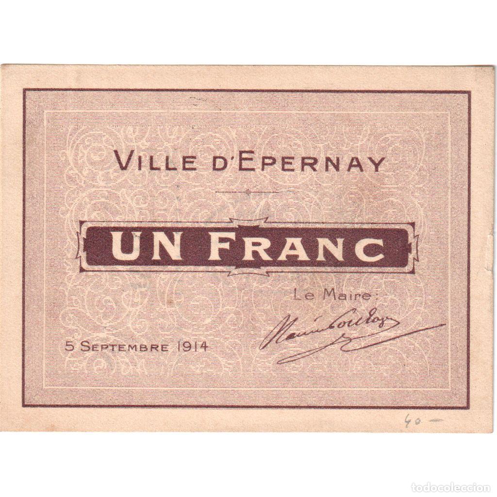 Billetes extranjeros: [#1515229] Francia, Epernay, 1 Franc, 1914-09-05, Bon Municipal., EBC, Pirot:51-16