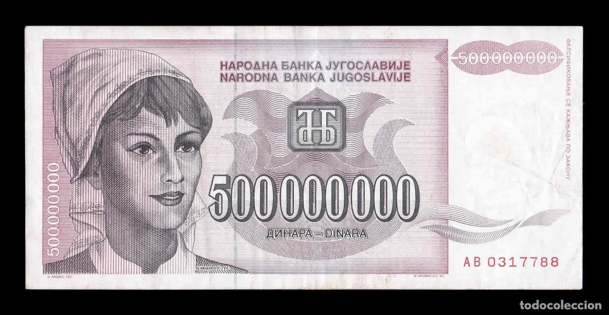 Billetes extranjeros: Yugoslavia 500000000 Dinara 1993 Pick 125 Mbc Vf