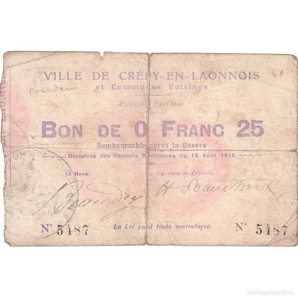 Billetes extranjeros: [#1515236] Francia, 25 Centimes, 1915-08-16, 5487, RC+, Pirot:02-531