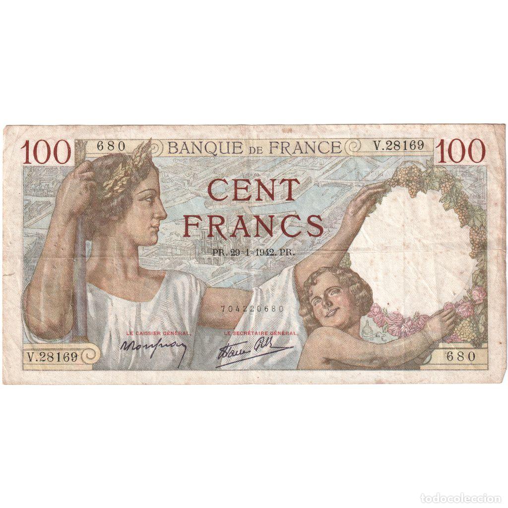 Billetes extranjeros: [#1515208] Francia, 100 Francs, Sully, 1942-01-29, V.28169, BC