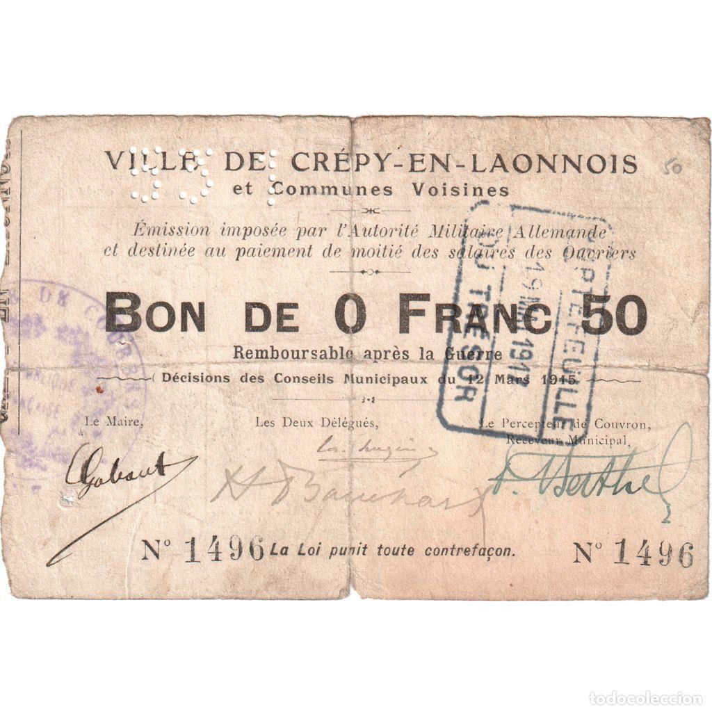 Billetes extranjeros: [#1515248] Francia, 50 Centimes, 1915-03-12, 1496, RC+, Pirot:02-531
