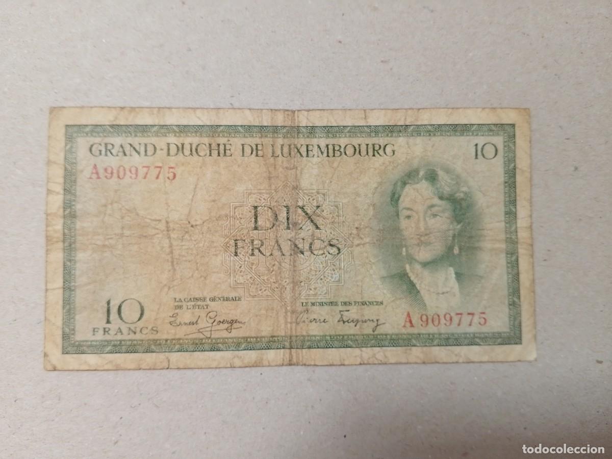 Billetes extranjeros: Billete Luxemburgo, 10 francs, serie A, a&ntilde;o 1954
