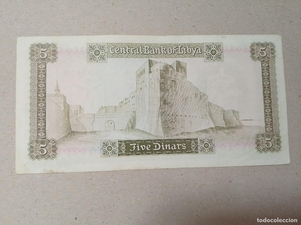 International Banknotes: Billete Libia, 5 dinars, a&ntilde;o 1972