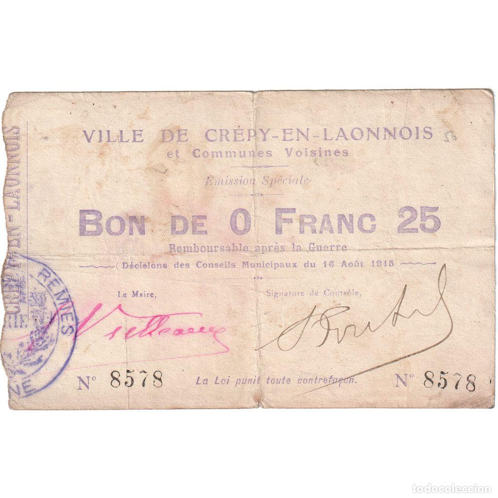 Billetes extranjeros: [#1515235] Francia, 25 Centimes, 1915-08-16, 8578, BC, Pirot:02-531