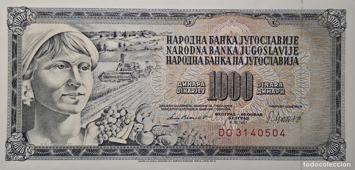 Billetes extranjeros: BILLETE YUGOESLAVIA 1000 DINARA 1981 SIN CIRCULAR