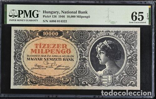 Billetes extranjeros: HUNGRIA * BILLETE 10.000 MILPENGO 1946 * PMG-65 EPQ (IC-1842)