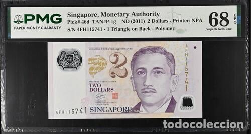 Billetes extranjeros: SINGAPUR * BILLETE 2 DOLLARS 2011 * PMG-68 EPQ (IC-1845)