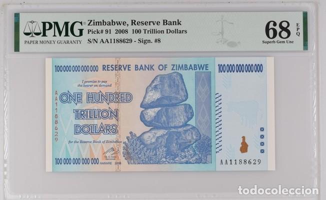 Billetes extranjeros: ZIMBABWE * BILLETE 100 TRILLION DOLLARS 2008 * PMG-68 EPQ (IC-1848)