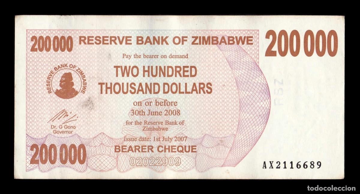 Billetes extranjeros: Zimbabwe 200000 D&oacute;lares 2007 Pick 49 Mbc Vf