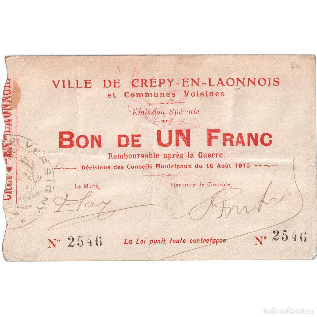 Billetes extranjeros: [#1515272] Francia, 1 Franc, 1915-03-12, 3620, RC+, Pirot:02-531