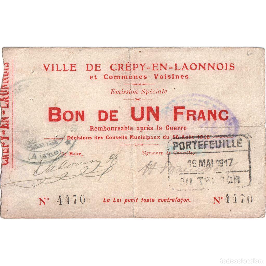Billetes extranjeros: [#1515269] Francia, 1 Franc, 1915-03-12, 3620, RC+, Pirot:02-531