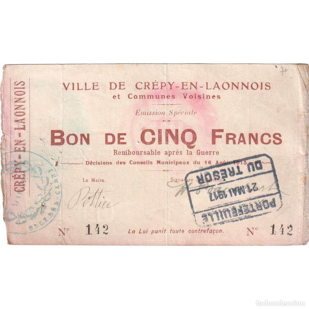Billetes extranjeros: [#1515298] Francia, 1 Franc, 1915-03-12, 3620, RC+, Pirot:02-531