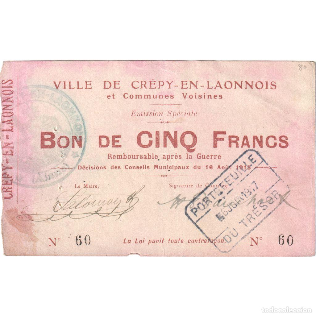 Billetes extranjeros: [#1515299] Francia, 1 Franc, 1915-03-12, 3620, RC+, Pirot:02-531