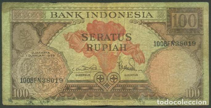 Billetes extranjeros: INDONESIA. 100 rupiah 1.1.1959. Pick 69.
