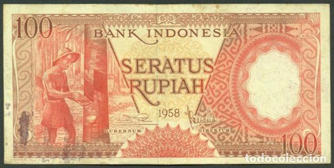 Billetes extranjeros: INDONESIA. 100 rupiah 1958. Pick 59. REPOSICION - prefijo X.