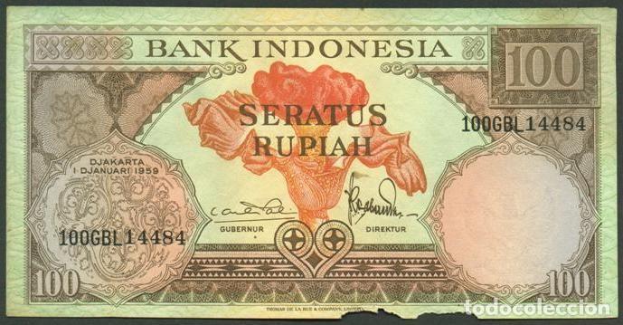 Billets internationaux: INDONESIA. 100 rupiah 1.1.1959. Pick 69.
