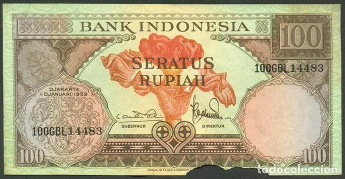 Billets internationaux: INDONESIA. 100 rupiah 1.1.1959. Pick 69.