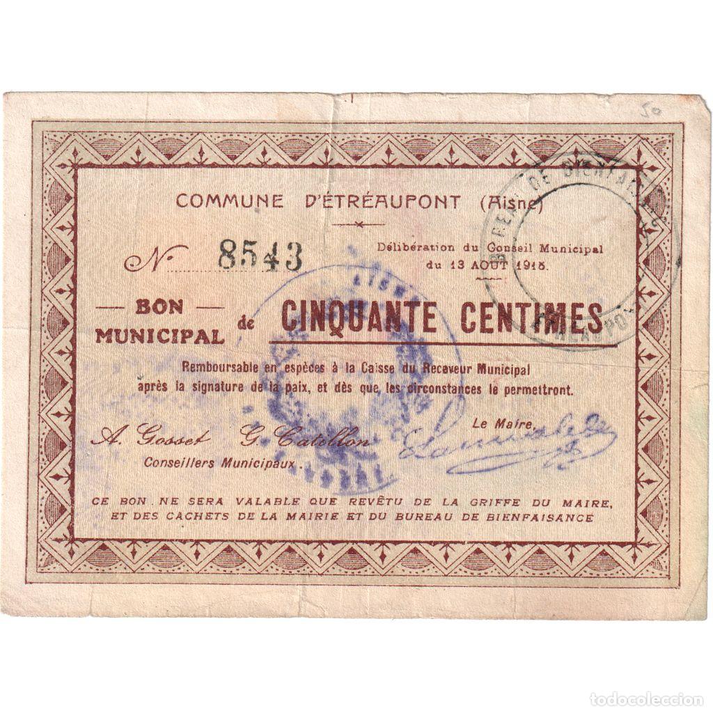 Billetes extranjeros: [#1515371] Francia, 50 Centimes, 1915-08-13, 8543, BC, Pirot:02-1309